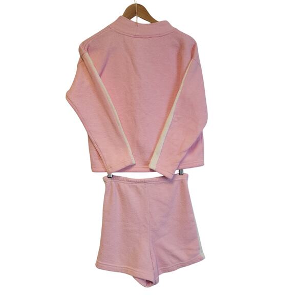 Vtg Track Jacket Shorts‎ Set Pastel Powder Pink Beachy Tennis Summer Swim Sz S - Picture 2 of 12